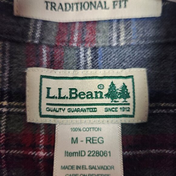 LL Bean Shirt Mens Scotch Plaid Flannel Button Multicolor Traditional Fit Size M - Picture 3 of 4
